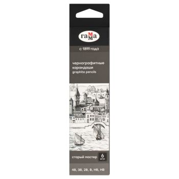 Набор карандашей ч/г Гамма 6шт., 4B-HB, кедр, картон. упаковка, европодвес