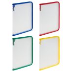 Папка на молнии СТАММ А4, 500мкм, прозрачная, ассорти