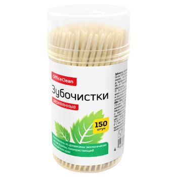 Зубочистки деревянные OfficeClean, 150шт., в баночке
