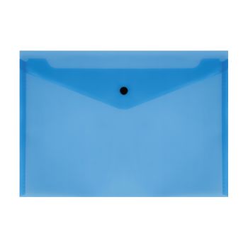 Папка-конверт на кнопке СТАММ А4, 150мкм, пластик, прозрачная, синяя