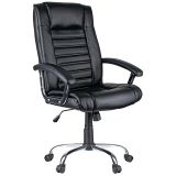 Кресло руководителя Helmi HL-E04 "Split", экокожа черная, хром, механизм качания