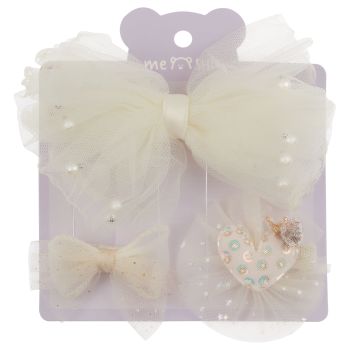 Заколки для волос MESHU с топперами, 3шт., светло-бежевый, европодвес