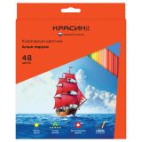 Карандаши цветные Красин "Алые паруса", 48цв., трехгран., заточен., картон, европодвес