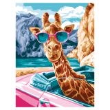 Картина по номерам на картоне ТРИ СОВЫ "Жираф в кабриолете", 30*40, с акриловыми красками и кистями