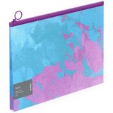 Папка-конверт на молнии с расширением Berlingo "Haze" А4, 180мкм, голубая/сиреневая, с рисунком, с эффектом блесток