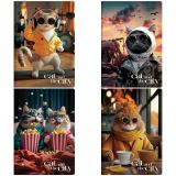 Тетрадь 40л., А5, клетка MESHU "Коты в городе", глянцевая ламинация, тиснение фольгой, ЕВРО