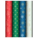 Упаковочная бумага глянц. 70*100см, MESHU "Морозные узоры", 80г/м2, ассорти 4 дизайна