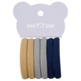 Резинки для волос MESHU "Essence", бежевые, серые, темно-синие, 6шт., диаметр 4см, европодвес