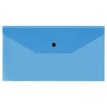 Папка-конверт на кнопке СТАММ С6, 150мкм, пластик, прозрачная, синяя