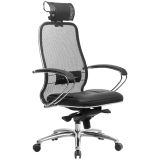 Кресло руководителя Метта "Samurai" SL-2.03/SL-2.04, 3D подголов., кевлар. нить/экокожа черная