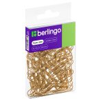 Скрепки 32мм, Berlingo, 100шт.,  ПВХ упак., европодвес, золото