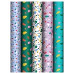 Упаковочная бумага глянц. 70*100см, MESHU "Тераццо", 80 г/м2, ассорти, 5 дизайнов