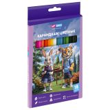 Карандаши цветные ArtSpace "School mood", 18цв., шестигранные, заточен., картон. упак., европодвес