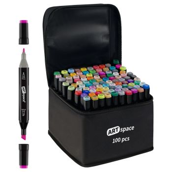 Набор двусторонних маркеров для скетчинга ArtSpace 100цв., основные цвета, пулевид./скош.