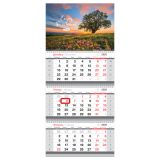 Календарь квартальный 3 бл. на 3 гр., 295*660 мм BG "Цветущий закат", с магнитным бегунком, 2026г.