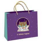 Пакет подарочный 23*18*10см MESHU "Новогодний шар", отд. фольгой, с конфетти