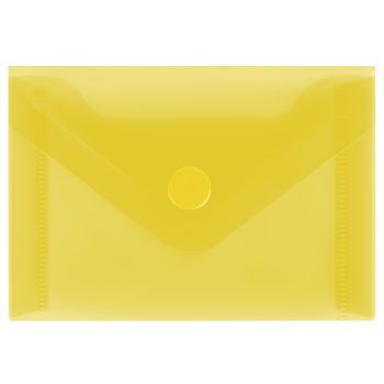 Папка-конверт на кнопке СТАММ А7 (74*105мм), 150мкм, пластик, прозрачная, желтая