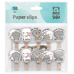 Зажимы для бумаг 7мм, MESHU "Best Friends" , 10шт., деревянные, ассорти, опп пакет с европодвесом, веревка в комплекте